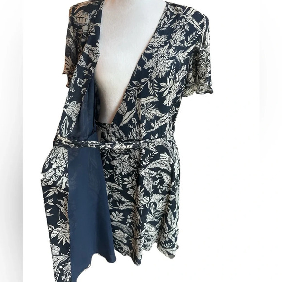 Rickie Freeman Teri Jon Vintage Silk Chiffon Floral V- Neck Wrap Dress 6 - Picture 6 of 14